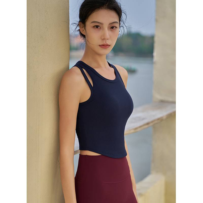 QUEEN YOGA瑜伽服新款專業高端時尚運動健身小可愛戶外背心（可拆卸式胸墊）