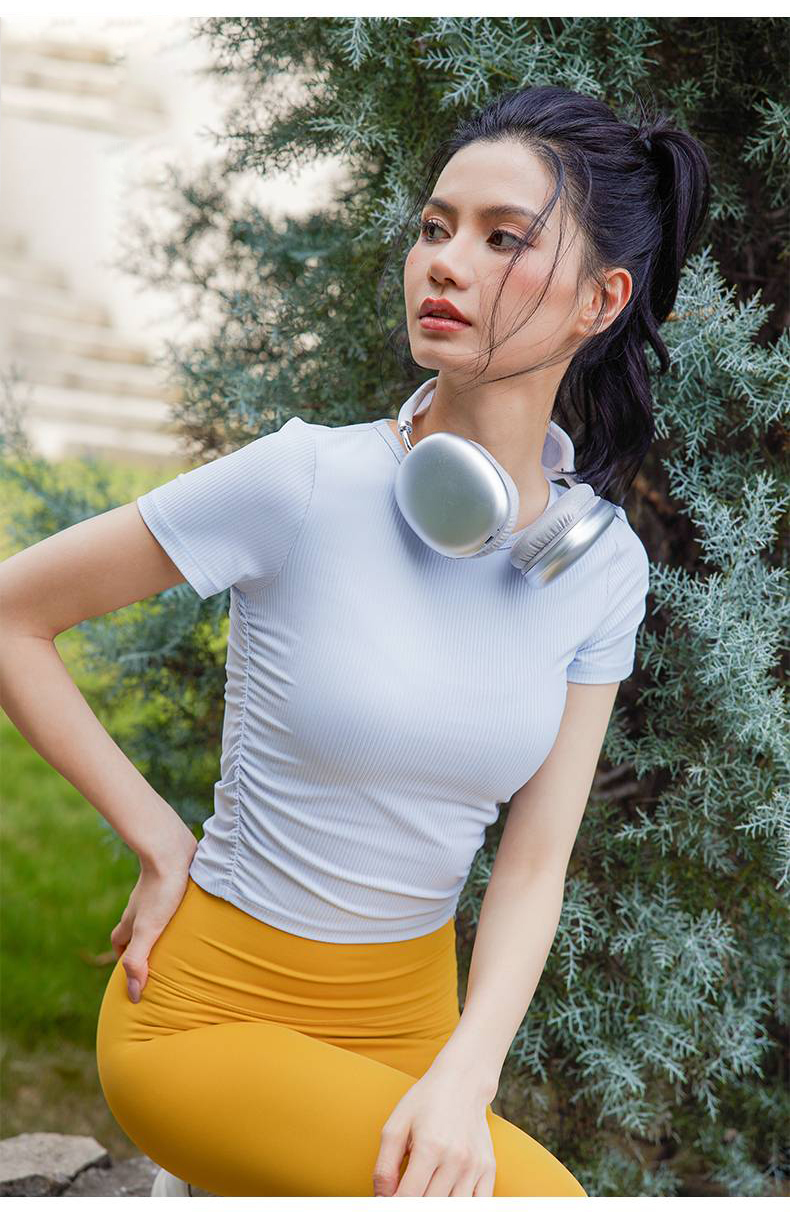 QUEEN YOGA瑜伽專業健身高彈力運動短袖上衣