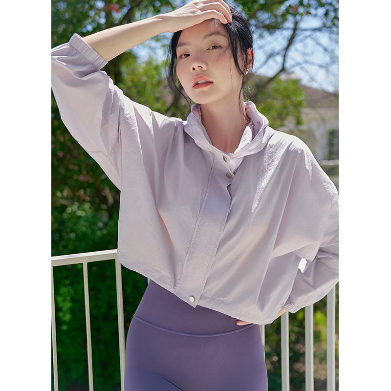 QUEEN YOGA瑜伽服寬鬆防曬防紫外線冰絲戶外騎車運動防曬外套