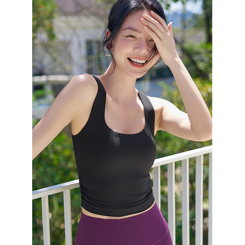 QUEEN YOGA翎感萊卡寬肩帶運動瑜伽背心(附可拆卸式胸墊)