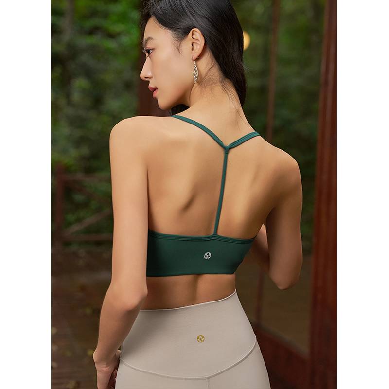 QUEEN YOGA瑜伽專業高端細肩帶健身房運動BRA小可愛（固定一體杯）