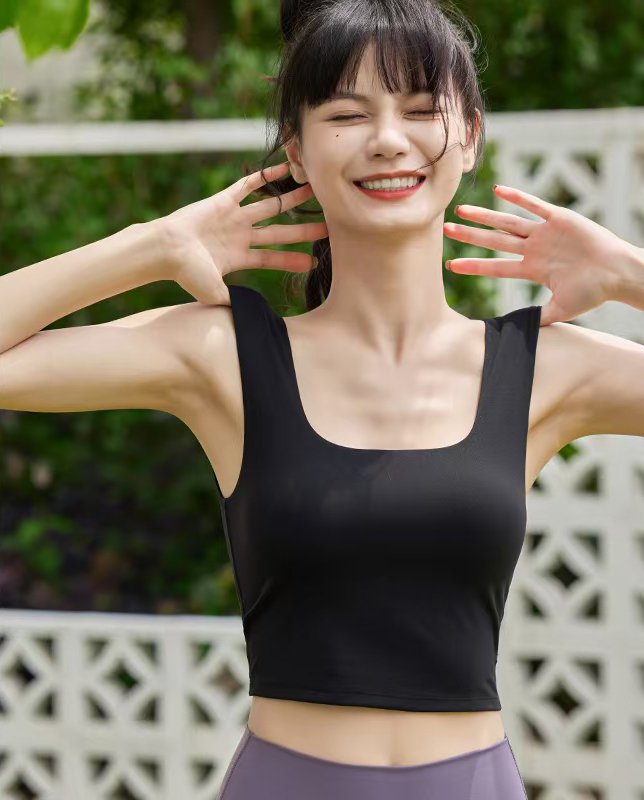QUEEN YOGA瑜伽服專業高端時尚背心高級感運動瑜伽背心（內含胸墊）