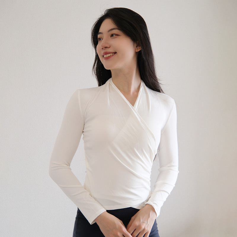 QUEEN YOGA瑜伽服奶皮衣長袖顯瘦莫代爾收腰顯瘦外搭罩衫（無胸墊款）