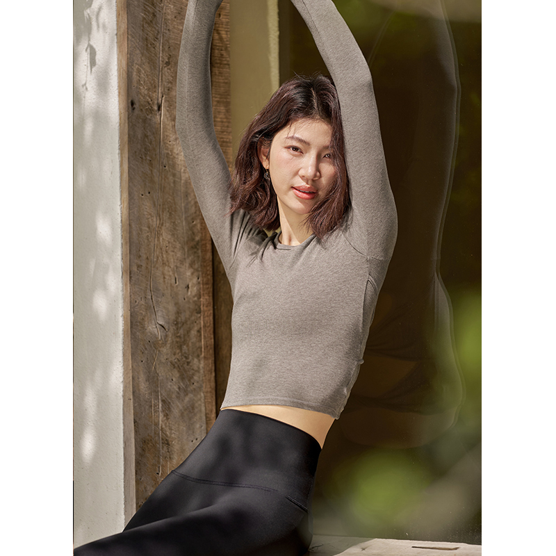 QUEEN YOGA雙扭結露背運動瑜伽長袖(無胸墊款)