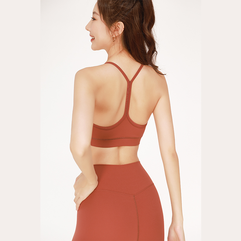 QUEEN YOGA瑜伽性感小V背一體祼感親膚排汗運動內衣