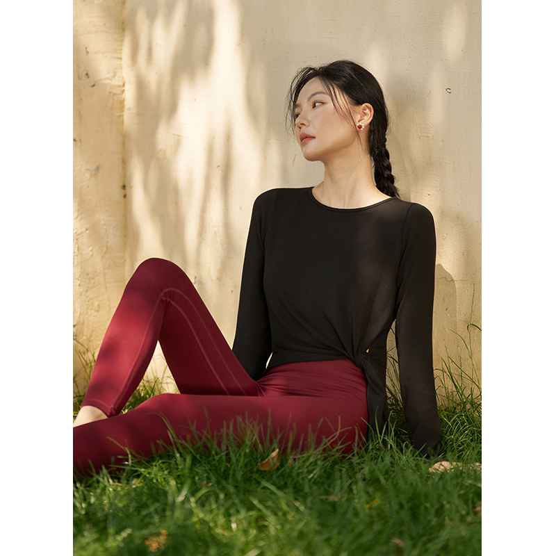 QUEEN YOGA超彈力綁帶造型運動瑜伽長袖罩衫（無胸墊款）