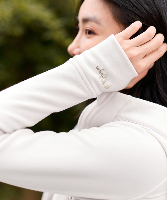 QUEEN YOGA瑜伽服修身顯瘦加絨保暖立領防風連帽開衫運動外套