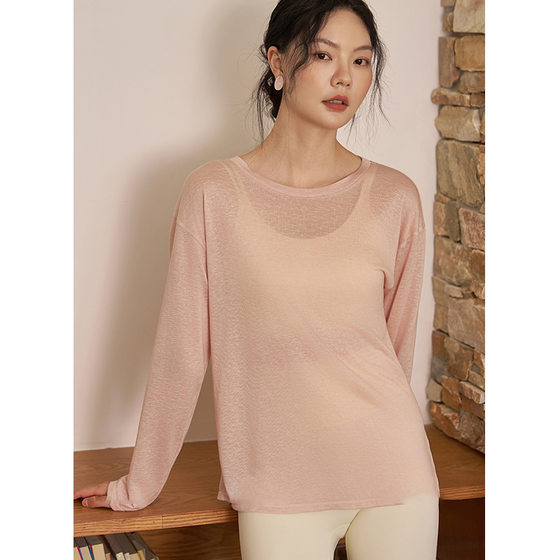 QUEEN YOGA寬鬆扭結長袖運動瑜伽罩衫