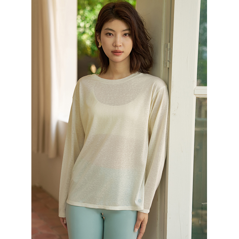 QUEEN YOGA寬鬆扭結長袖運動瑜伽罩衫