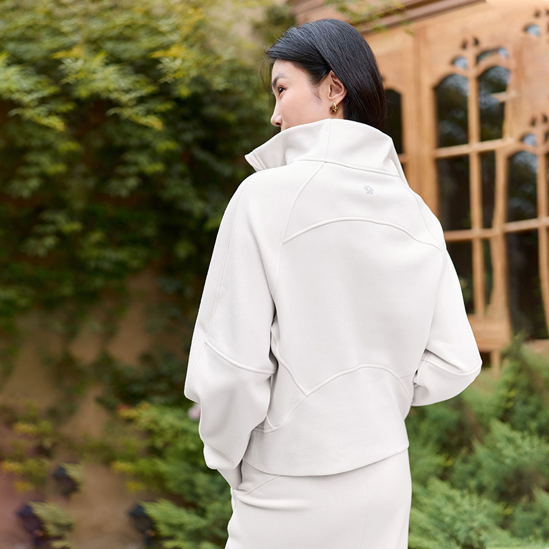 QUEEN YOGA瑜伽服修身顯瘦加絨保暖立領防風連帽開衫運動外套