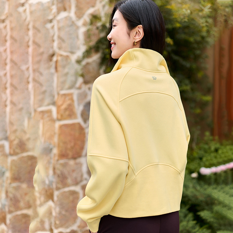 QUEEN YOGA瑜伽服修身顯瘦加絨保暖立領防風連帽開衫運動外套