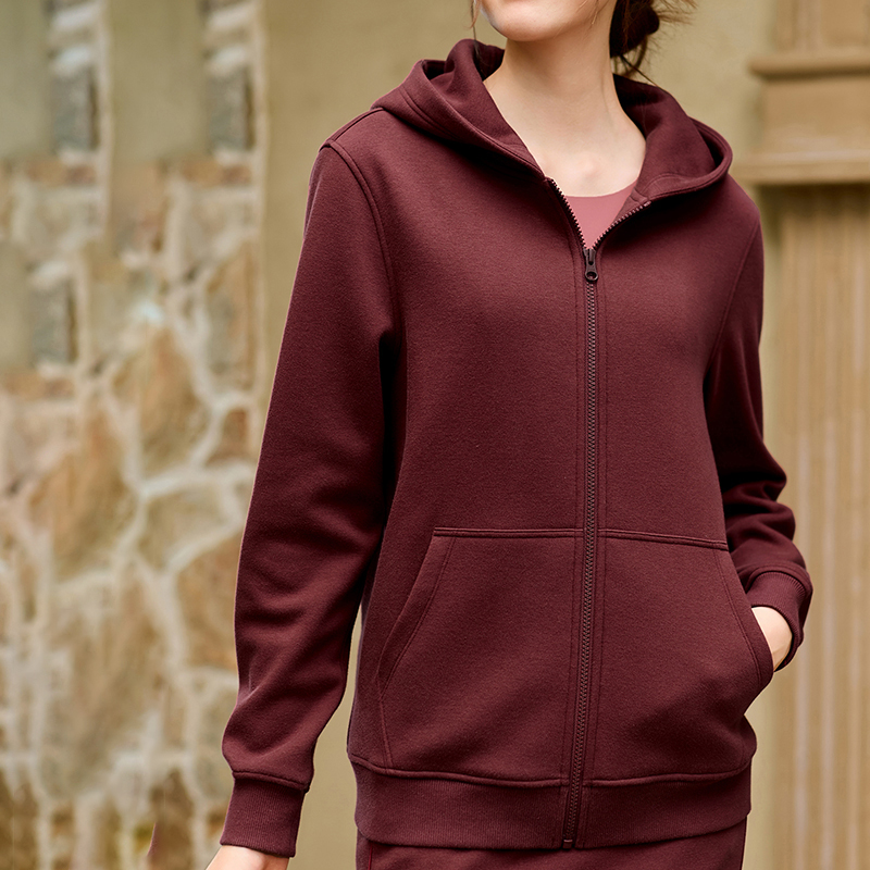 QUEEN YOGA瑜伽服新款寬鬆連帽運動加絨保暖防風拉鍊運動外套