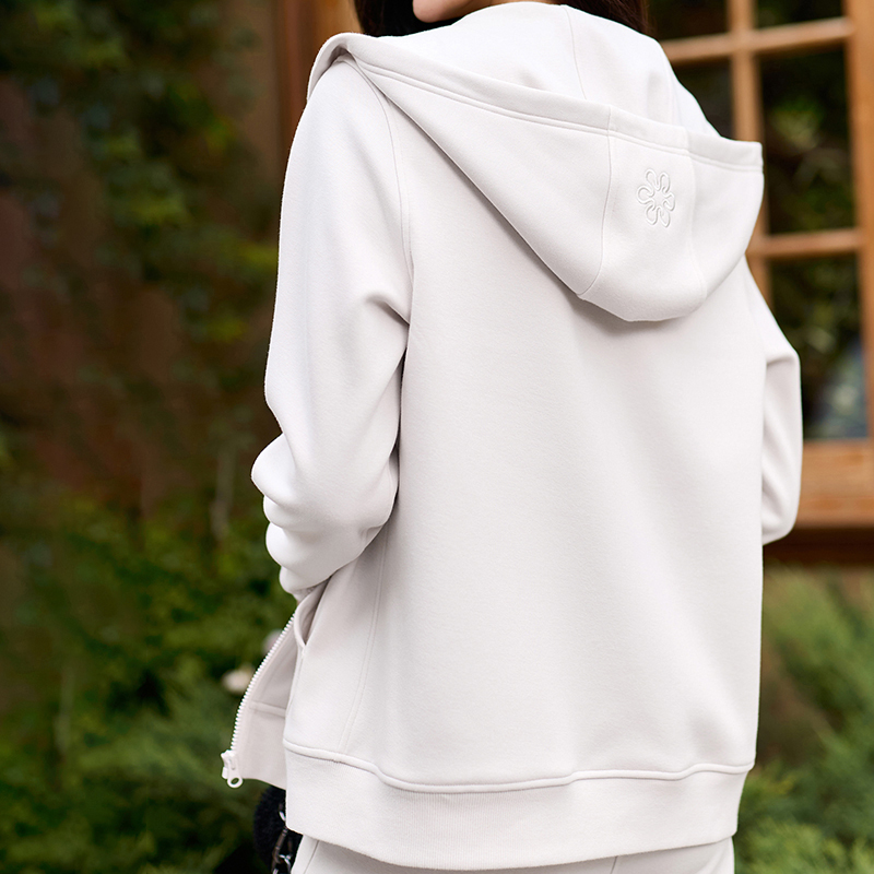 QUEEN YOGA瑜伽服新款寬鬆連帽運動加絨保暖防風拉鍊運動外套