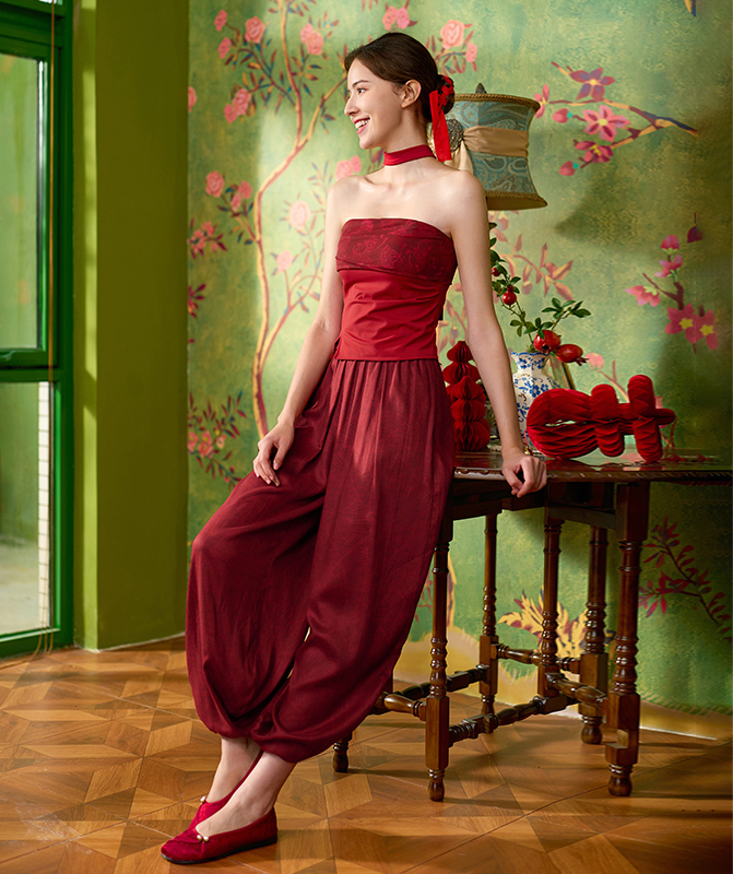 QUEEN YOGA瑜伽服中式棉麻禪風寬鬆透氣高腰燈籠褲瑜伽褲長褲