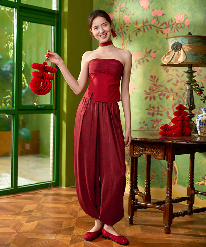 QUEEN YOGA瑜伽服中式棉麻禪風寬鬆透氣高腰燈籠褲瑜伽褲長褲