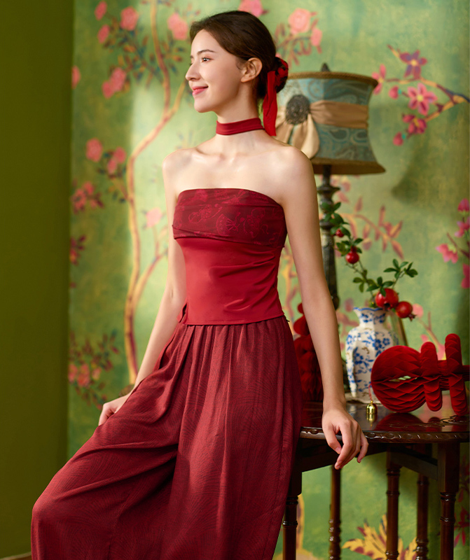 QUEEN YOGA瑜伽服裸感無肩帶防滑一體杯蕾絲抹胸內搭瑜伽背心（固定一體杯）