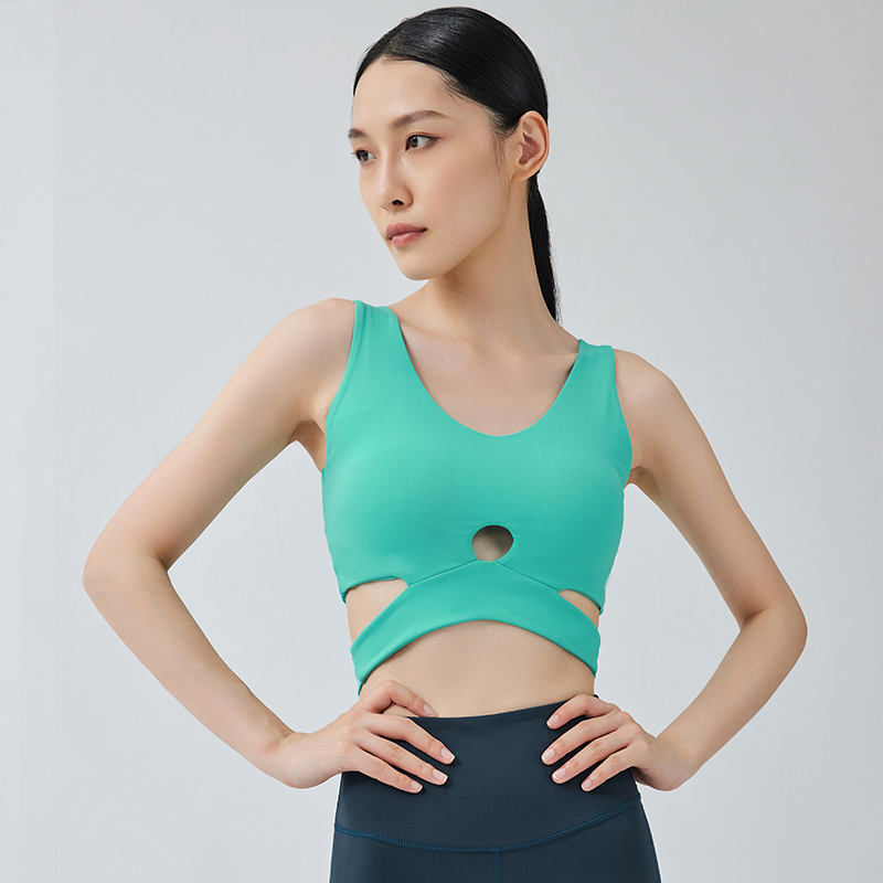 Queen Yoga後背綁帶短版運動瑜珈背心(附拆卸式胸墊)