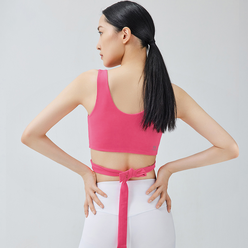 Queen Yoga後背綁帶短版運動瑜珈背心(附拆卸式胸墊)