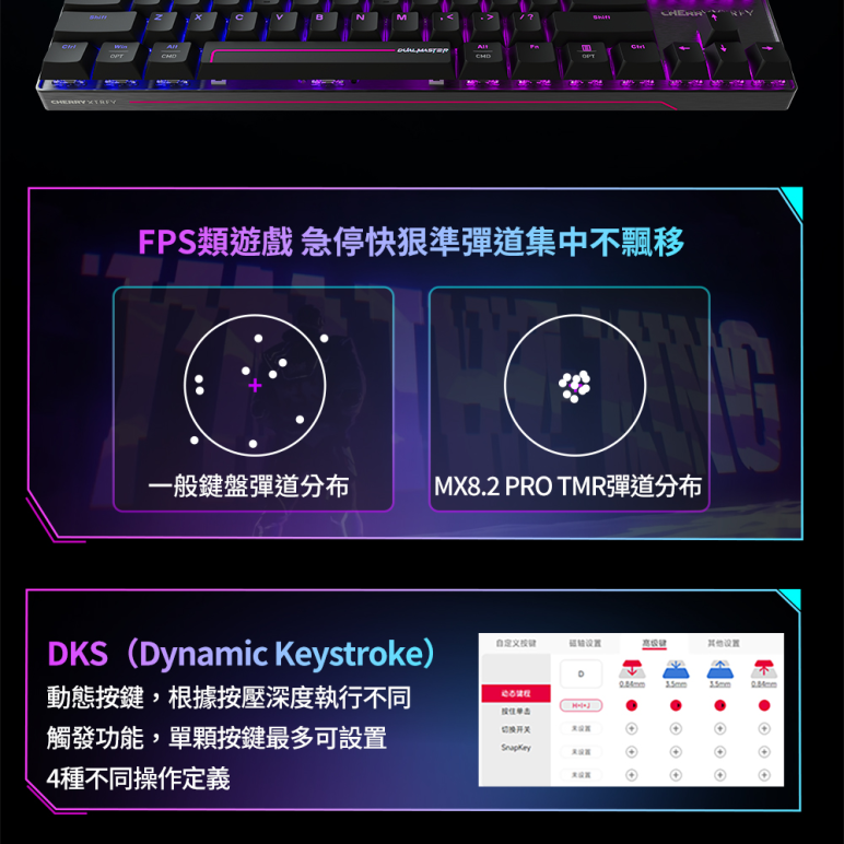 Cherry 無線三模 MX8.2 PRO TMR TKL 黑-魔晶磁軸