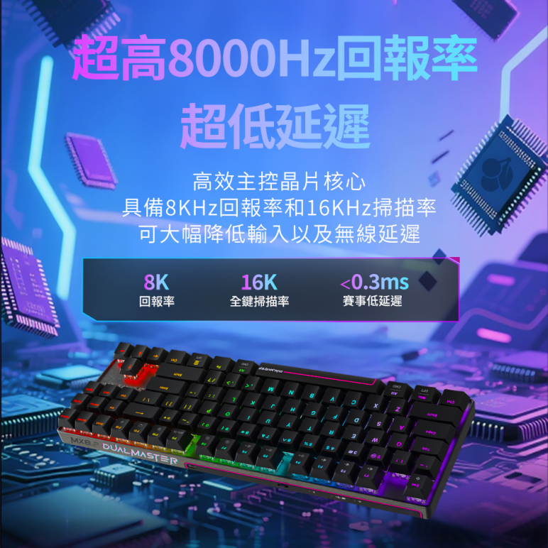 Cherry 無線三模 MX8.2 PRO TMR TKL 黑-魔晶磁軸