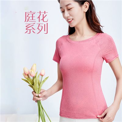 QUEEN YOGA新款瑜伽修身速乾運動上衣跑步吸汗透氣瑜伽短袖上衣（附贈拆卸式胸墊）