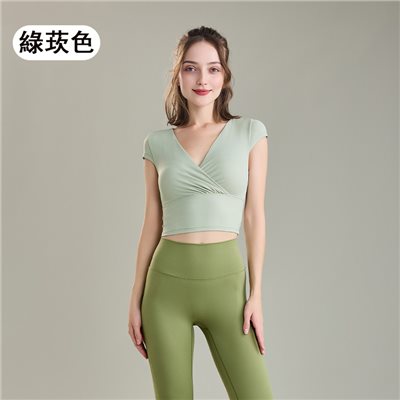 QUEEN YOGA運動健身瑜伽短袖上衣（附贈拆卸式胸墊）
