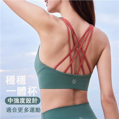 QUEEN YOGA瑜伽性感透氣運動零感運動健身美背BRA（固定一體杯）