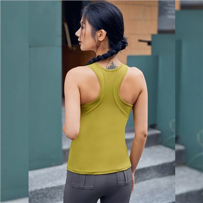 QUEEN YOGA 時尚裸感工字背運動瑜珈背心(附可拆卸式胸墊)