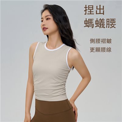 QUEEN YOGA美式時尚圓領運動瑜珈背心(無胸墊款)