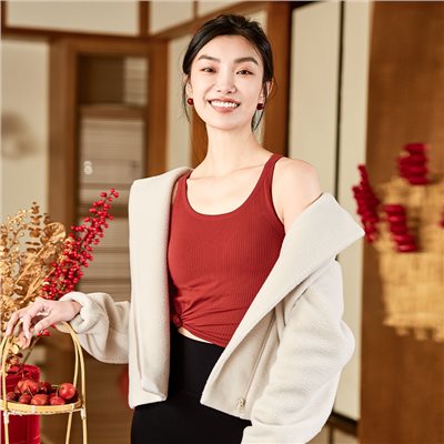 QUEEN YOGA瑜伽時尚運動泰迪絨短款休閒秋冬外套