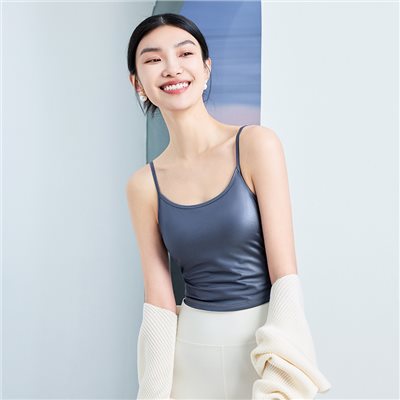 QUEEN YOGA瑜伽簡約運動外穿U領背心小可愛（固定一體杯）